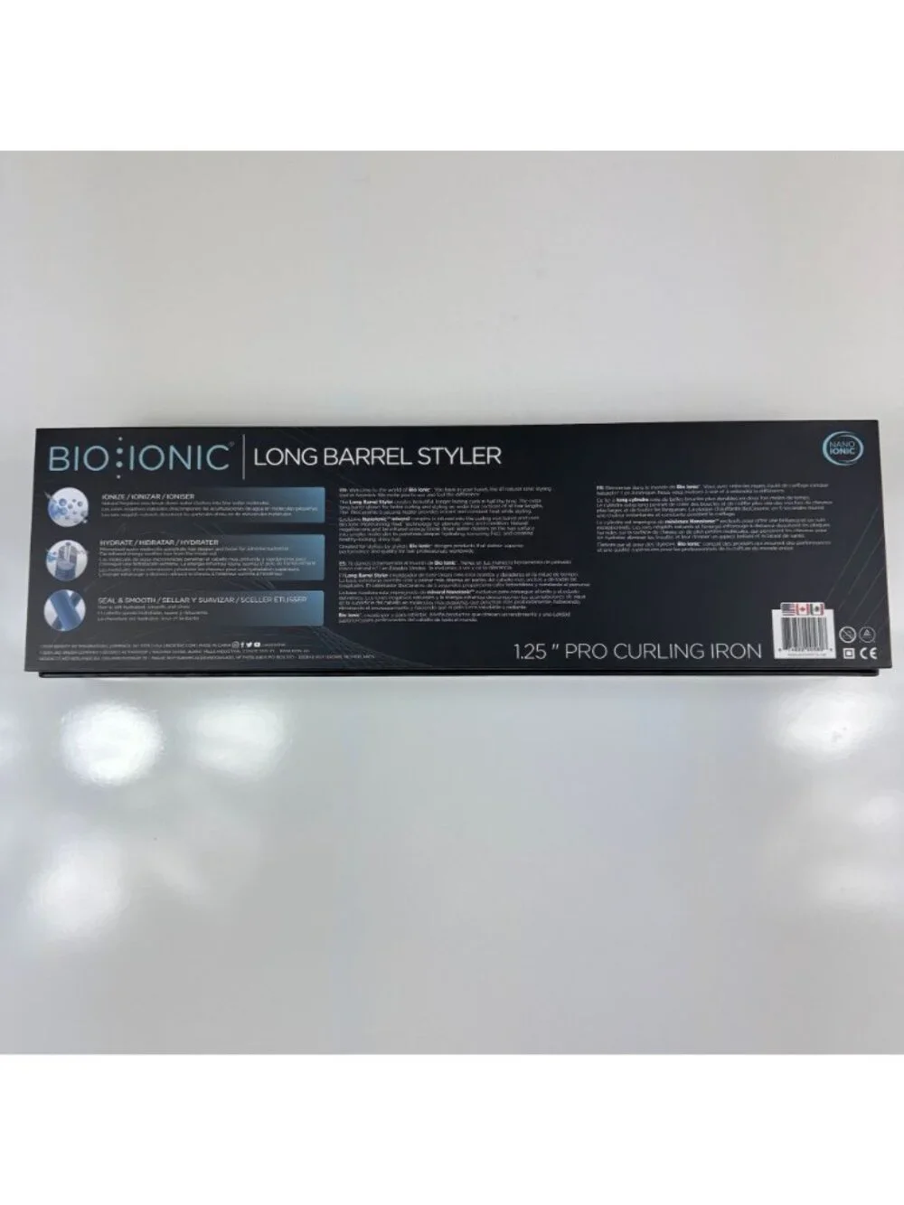 BIO IONIC Long Barrel Curling Iron Styler 1.25-Inch Black Nanoionic Beachy Waves - Picture 6 of 6